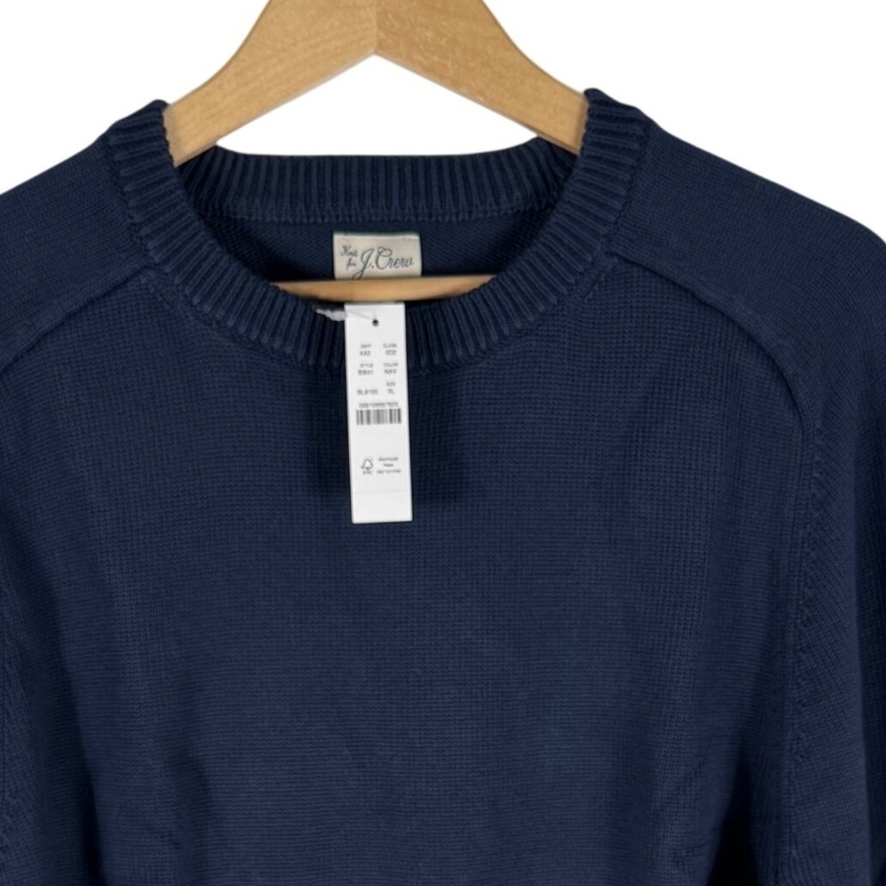 J.Crew Heritage Cotton Crewneck Sweater Mens XL Blue Knit Raglan Sleeve BI841